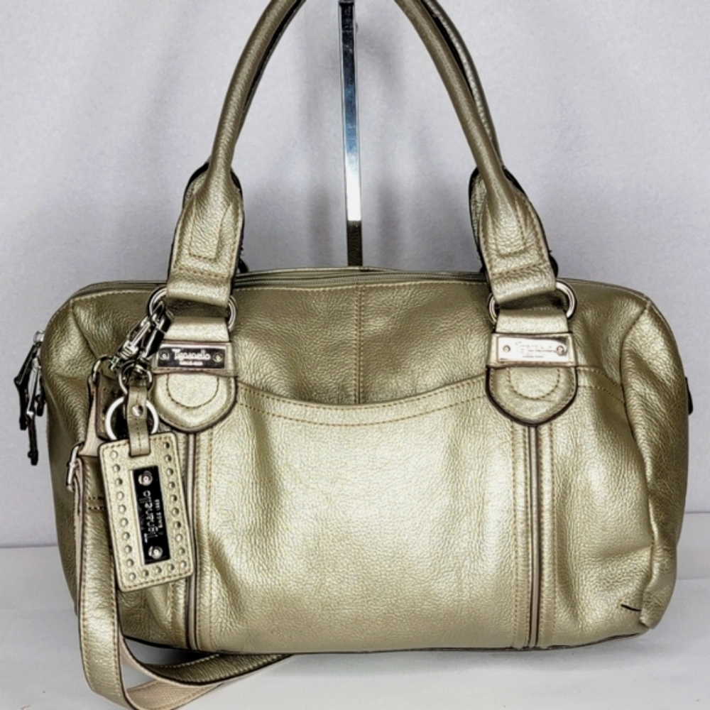 TIGNANELLO Metallic Pebbled Leather Bag. P124